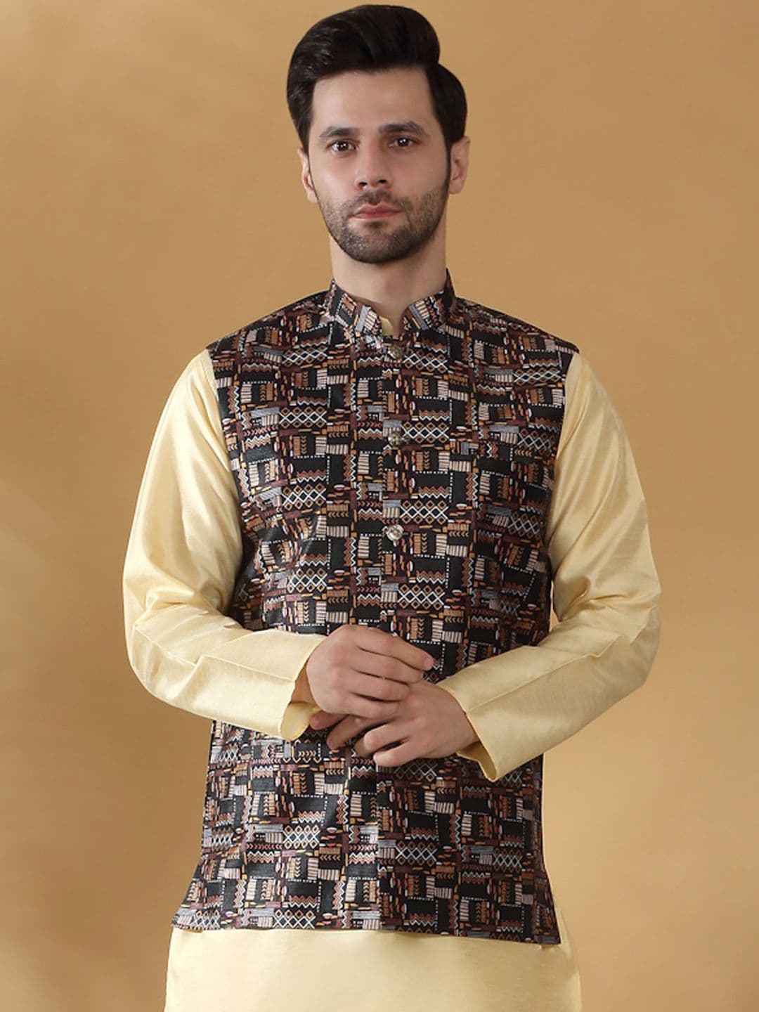 KRAFT INDIA Abstract Printed Woven Nehru Jacket - view 1