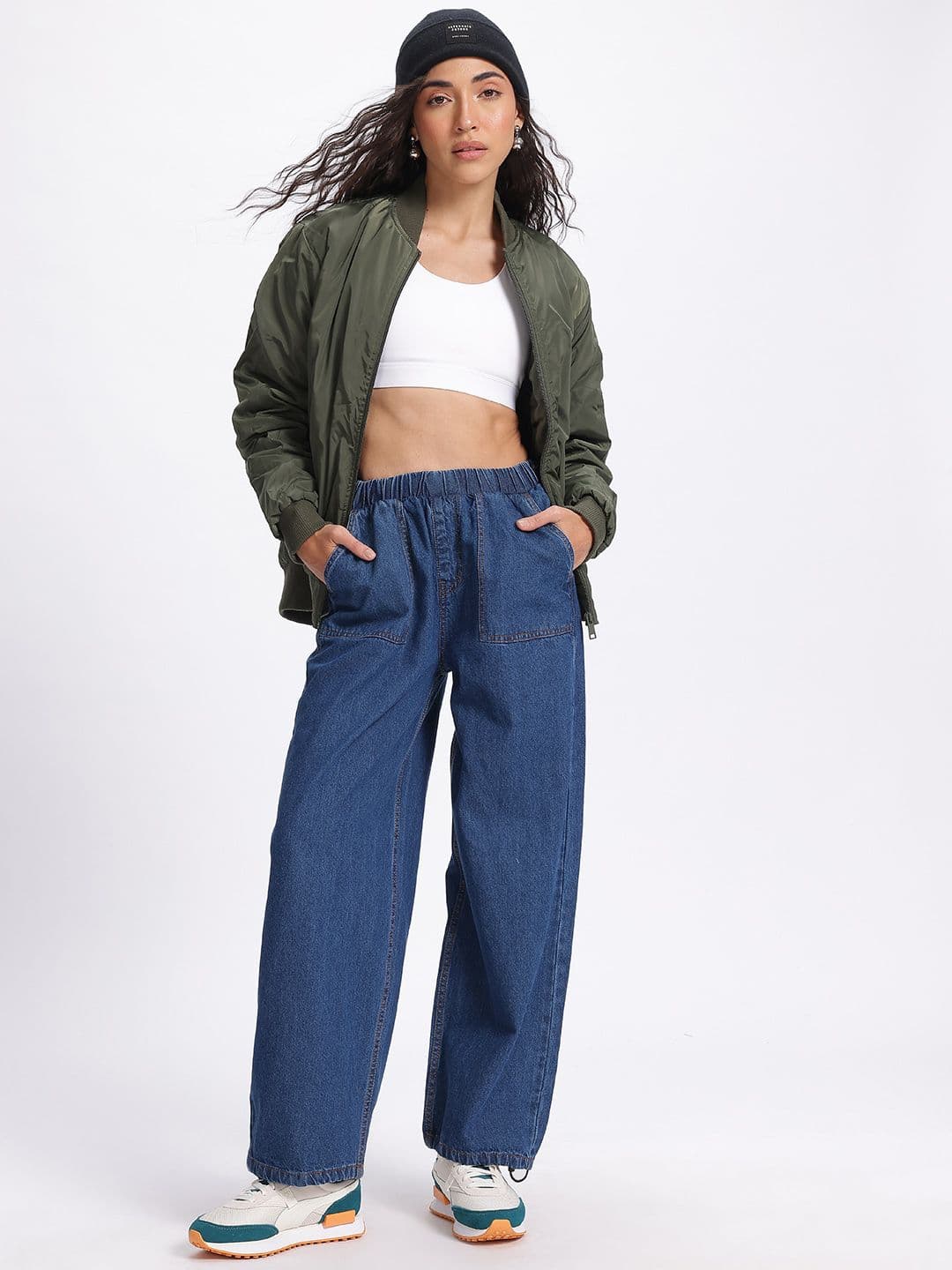 glitchez Women Parachute Baggy Fit Jeans thumbnail 4