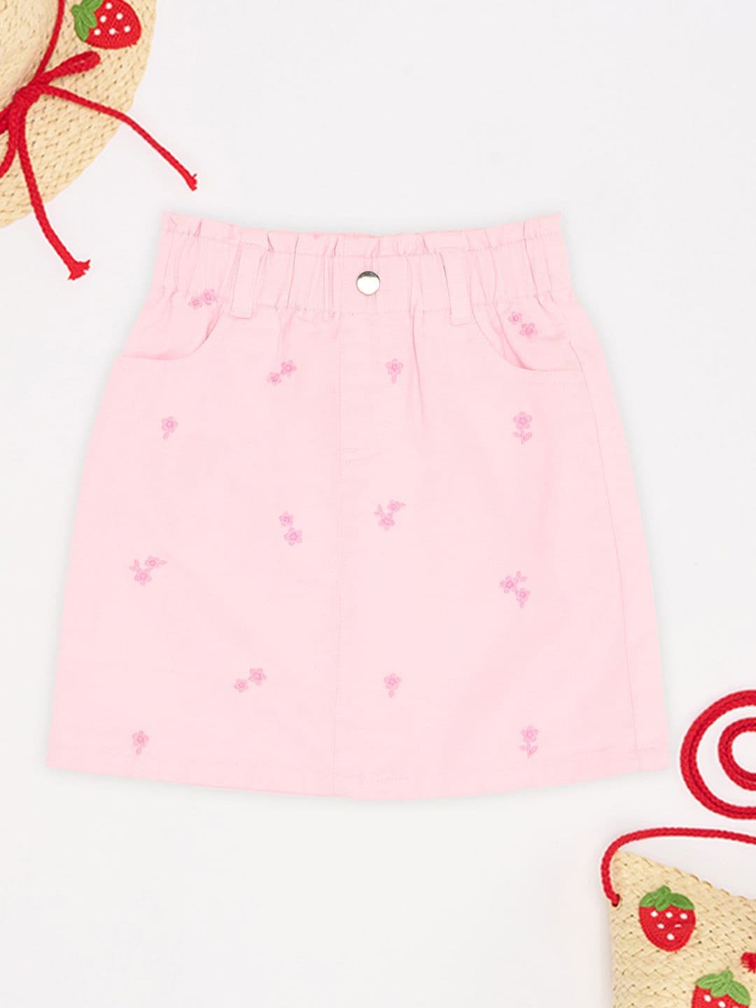 Pantaloons Junior Girls Printed Pure Cotton A-Line Mini Skirt - view 1