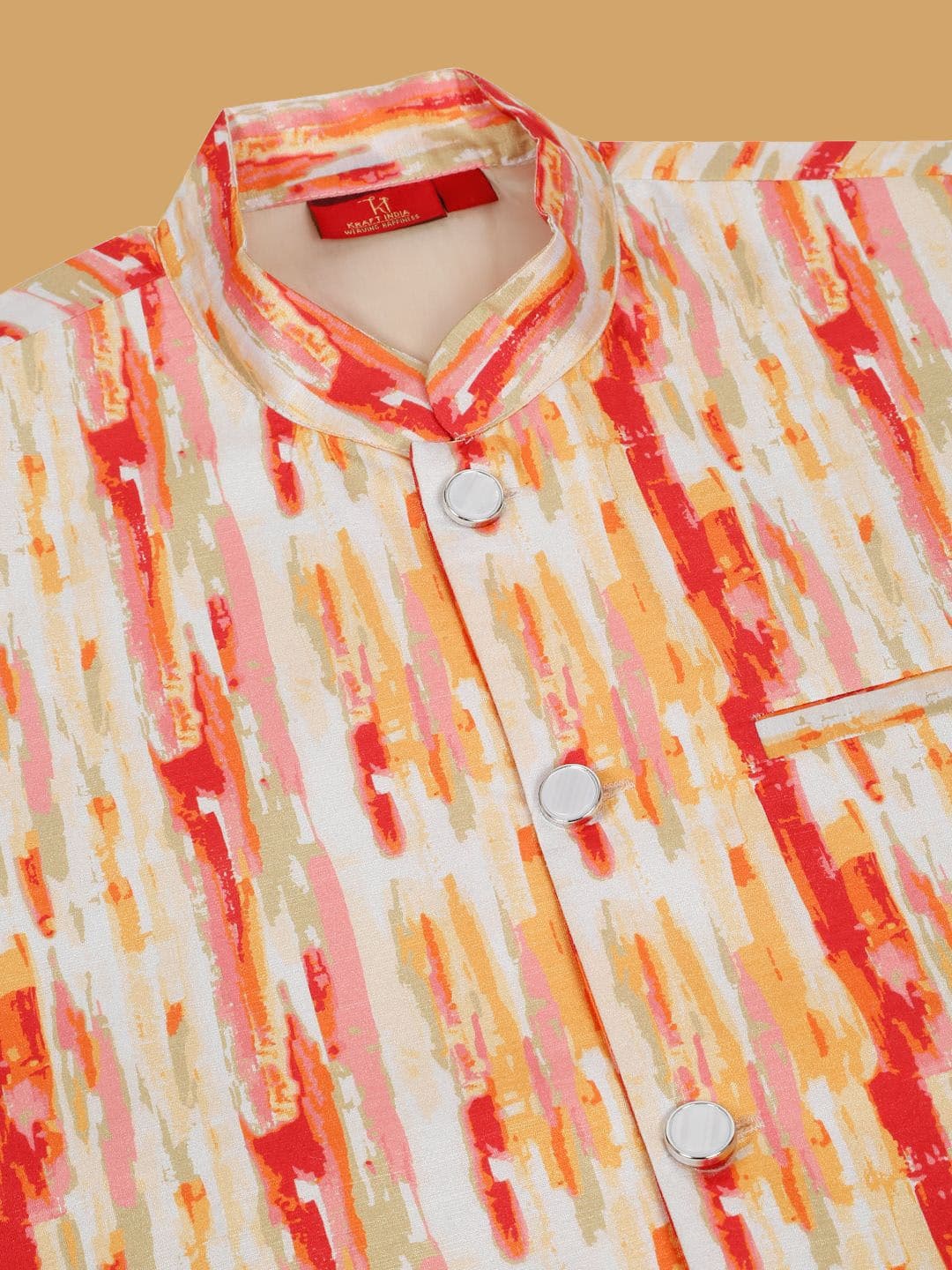 KRAFT INDIA Men Printed Woven Nehru Jacket thumbnail 3