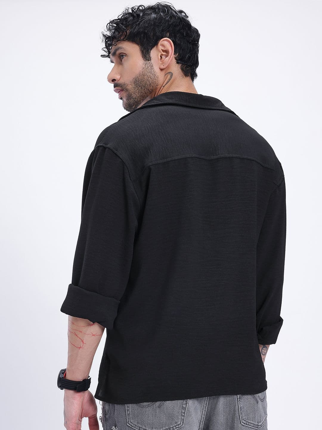 glitchez Textured Motion Crinkled Relaxed Fit Shirt thumbnail 6