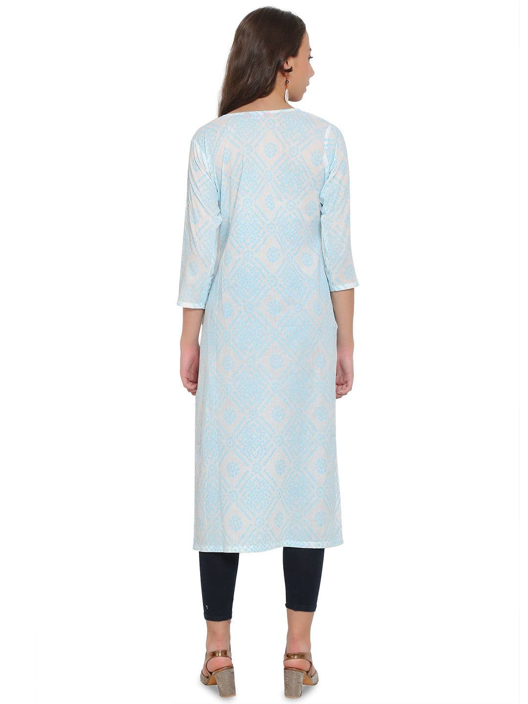 ZARISTAA Women Printed Pure Cotton Straight Kurta thumbnail 5