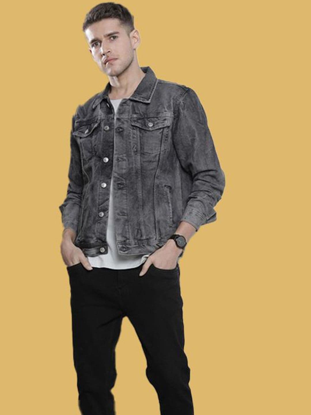 KLIZEN Men Denim Jacket with Patchwork thumbnail 5