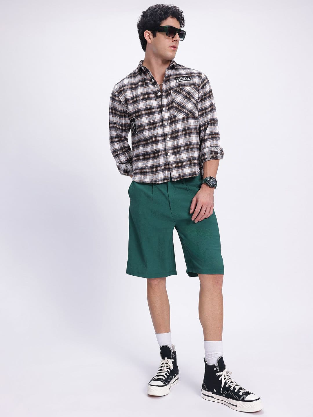 glitchez Typo Print Flannel Checked Shirt thumbnail 3