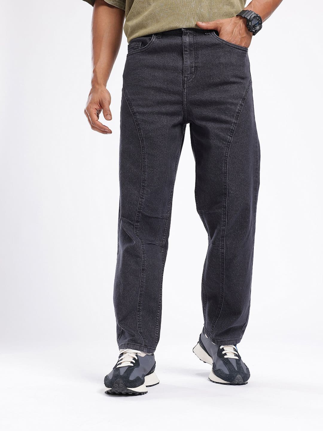 glitchez Men Panelled Skater Light Fade Jeans thumbnail 5