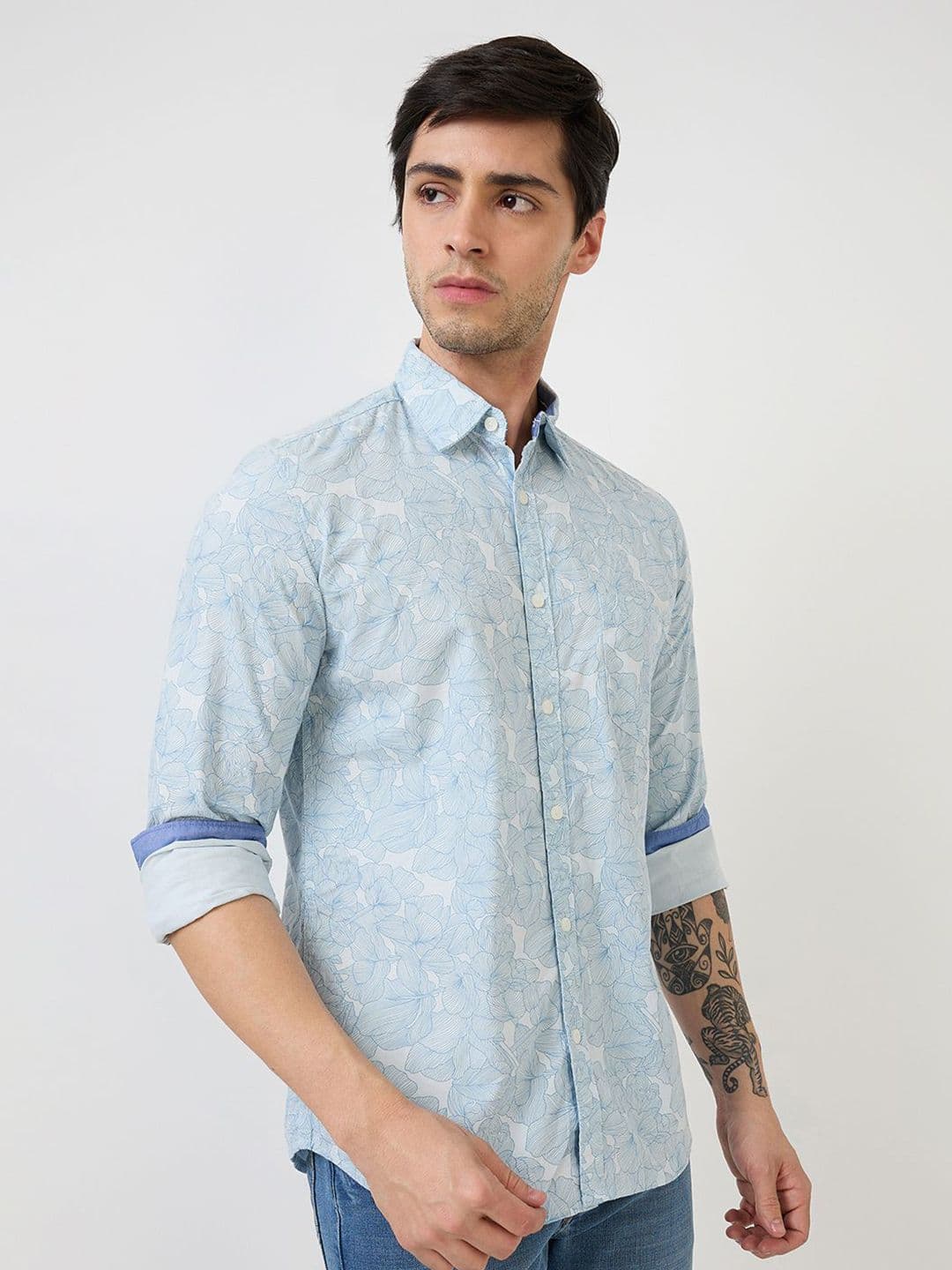 Parx Men Slim Fit Floral Printed Cotton Casual Shirt thumbnail 4