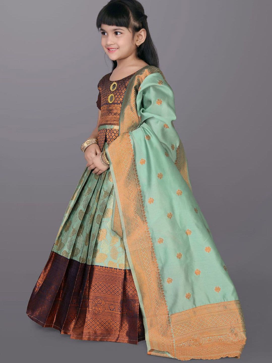 satyamfab Girls Floral Woven Design Ready to Wear Lehenga & Blouse With Dupatta thumbnail 4