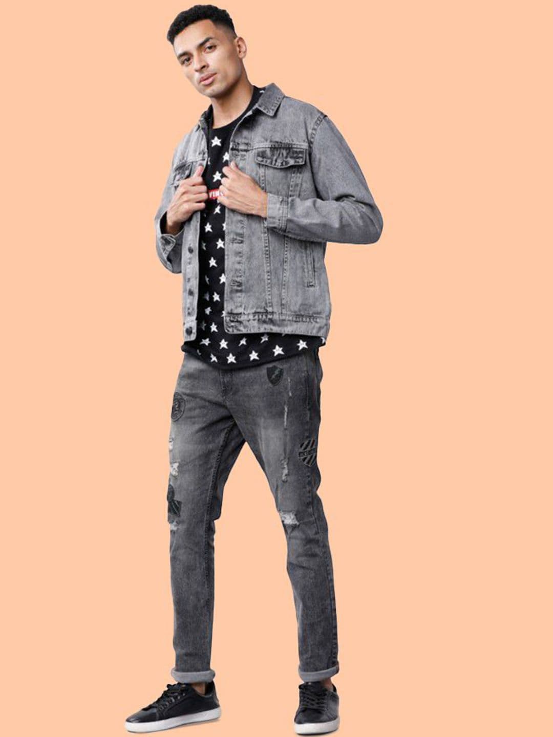 KLIZEN Men Printed Washed Denim Jacket thumbnail 4