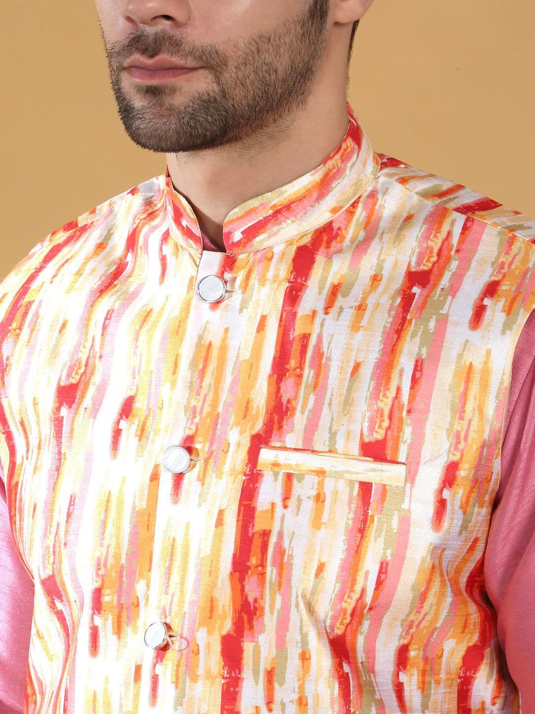 KRAFT INDIA Men Printed Woven Nehru Jacket thumbnail 5