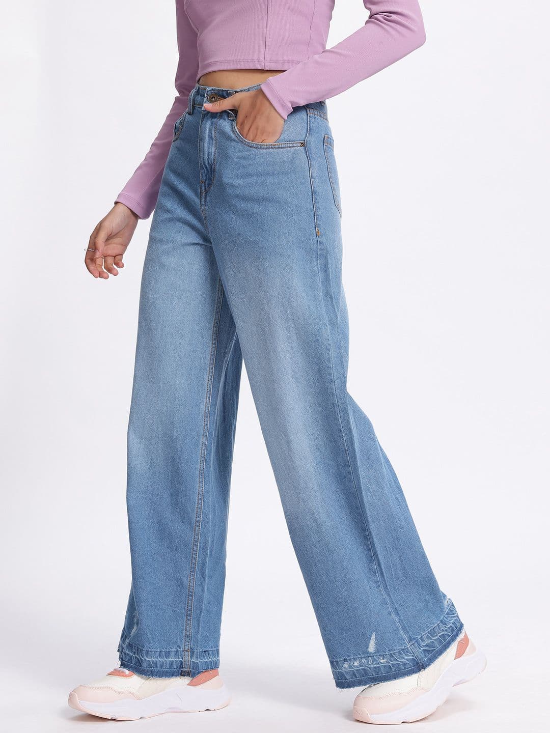 glitchez Women Wide Leg Light Fade Jeans thumbnail 7