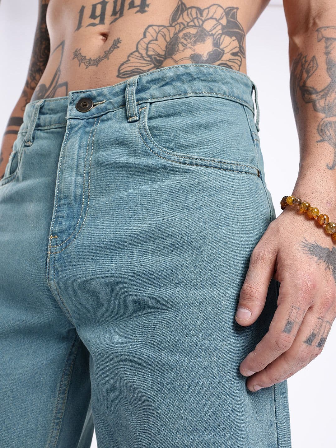 glitchez Men Straight Fit Light Fade Jeans thumbnail 4
