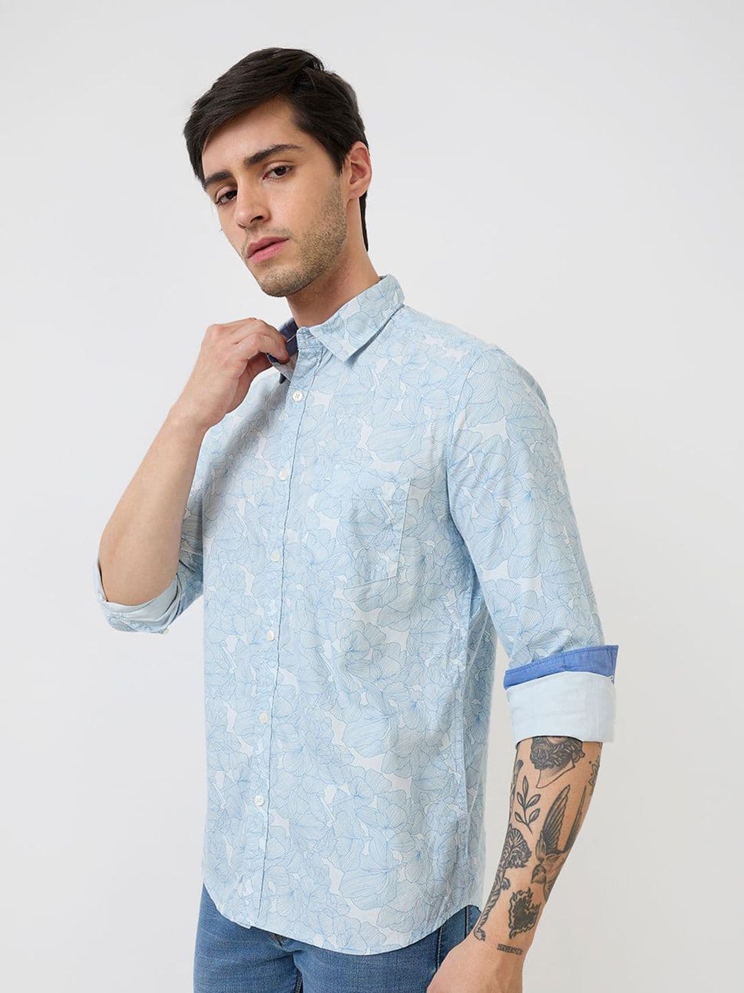 Parx Men Slim Fit Floral Printed Cotton Casual Shirt thumbnail 3