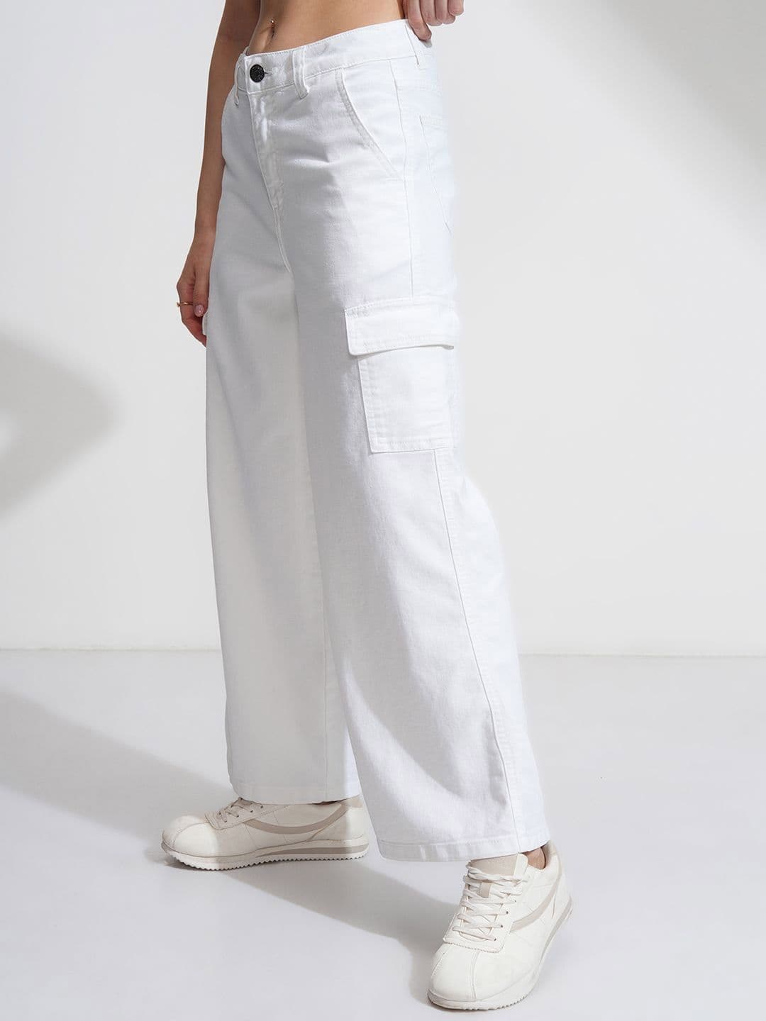 Street By Tokyo Talkies Women Wide Leg High-Rise Stretchable Cargos Jeans thumbnail 2