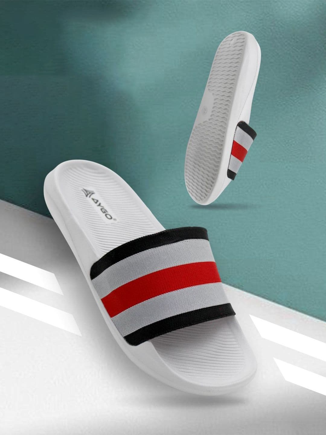 AYGO Men Light Weight And Comfortable Striped Sliders Flip Flops - view 1