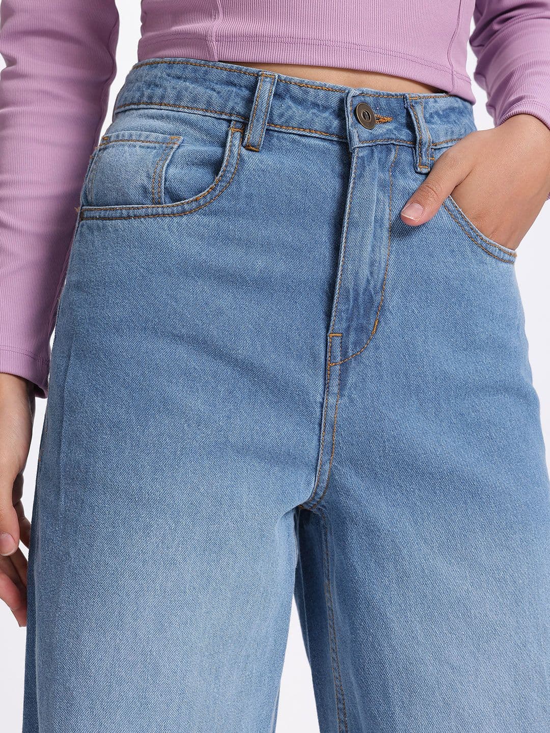 glitchez Women Wide Leg Light Fade Jeans thumbnail 4