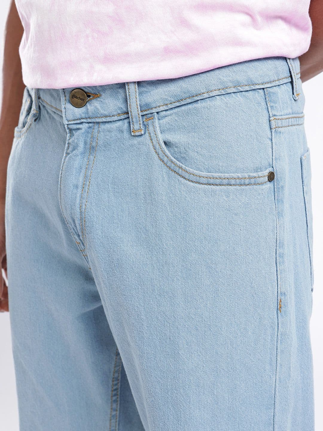 glitchez Men Light Shade Straight Fit Jeans thumbnail 2