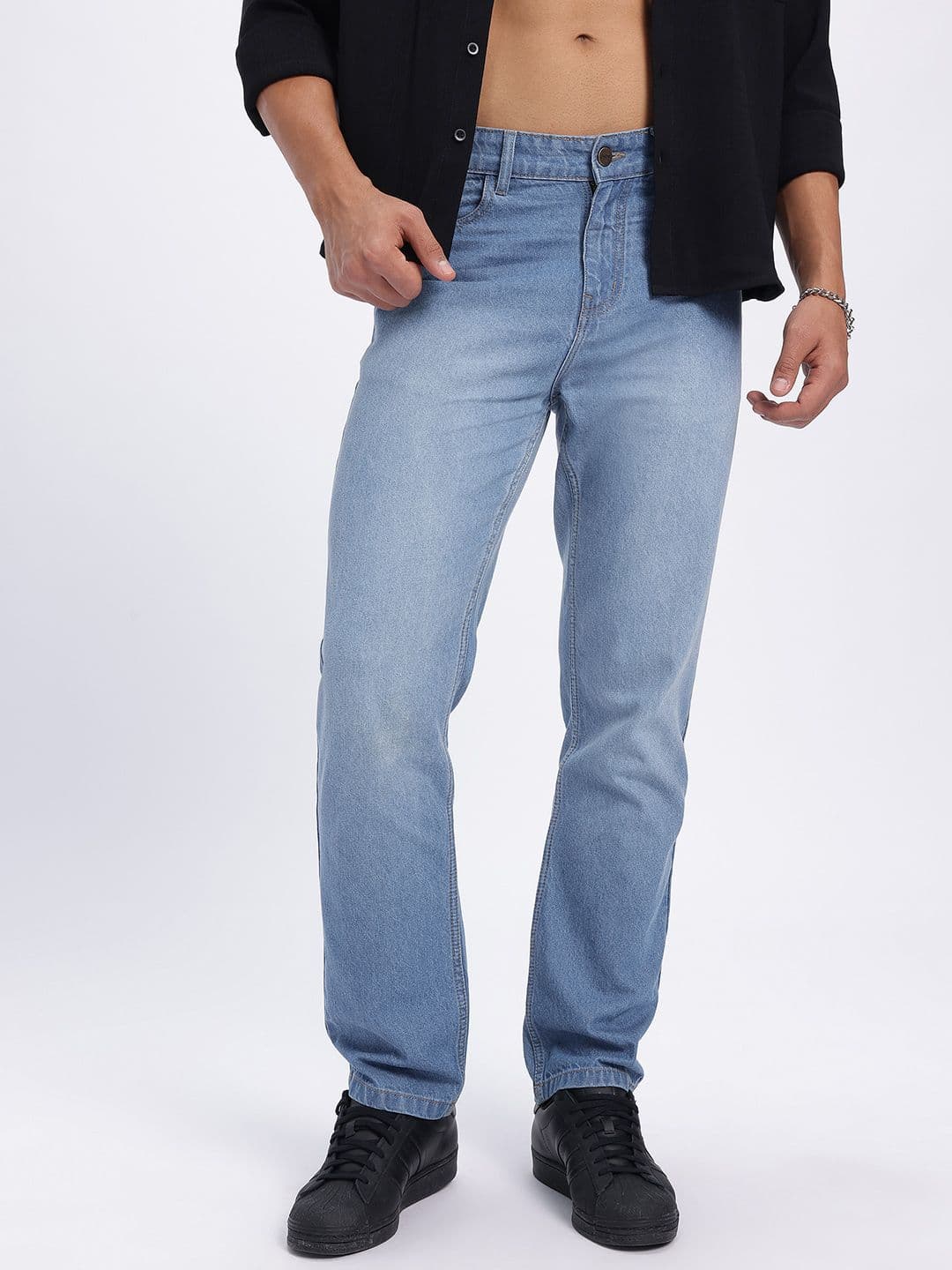 glitchez Men Mid-Rise Pure Cotton Light Fade Jeans - view 1