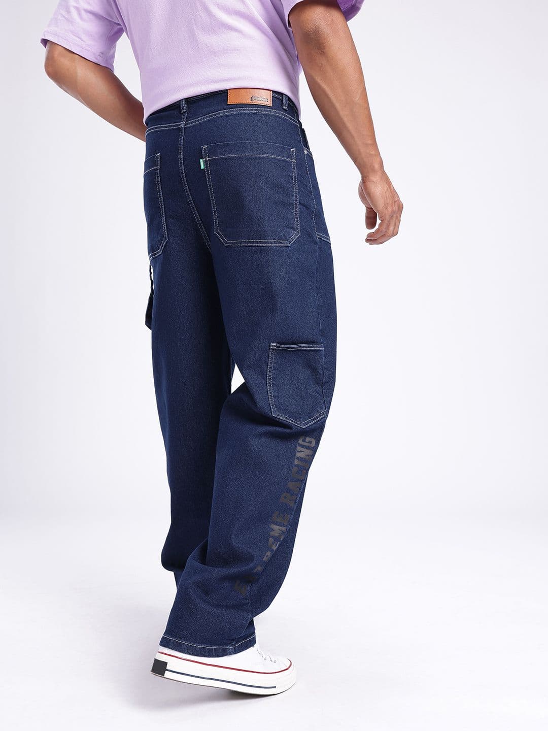 glitchez Men Loose Cropped Printed Stretchable Jeans thumbnail 8