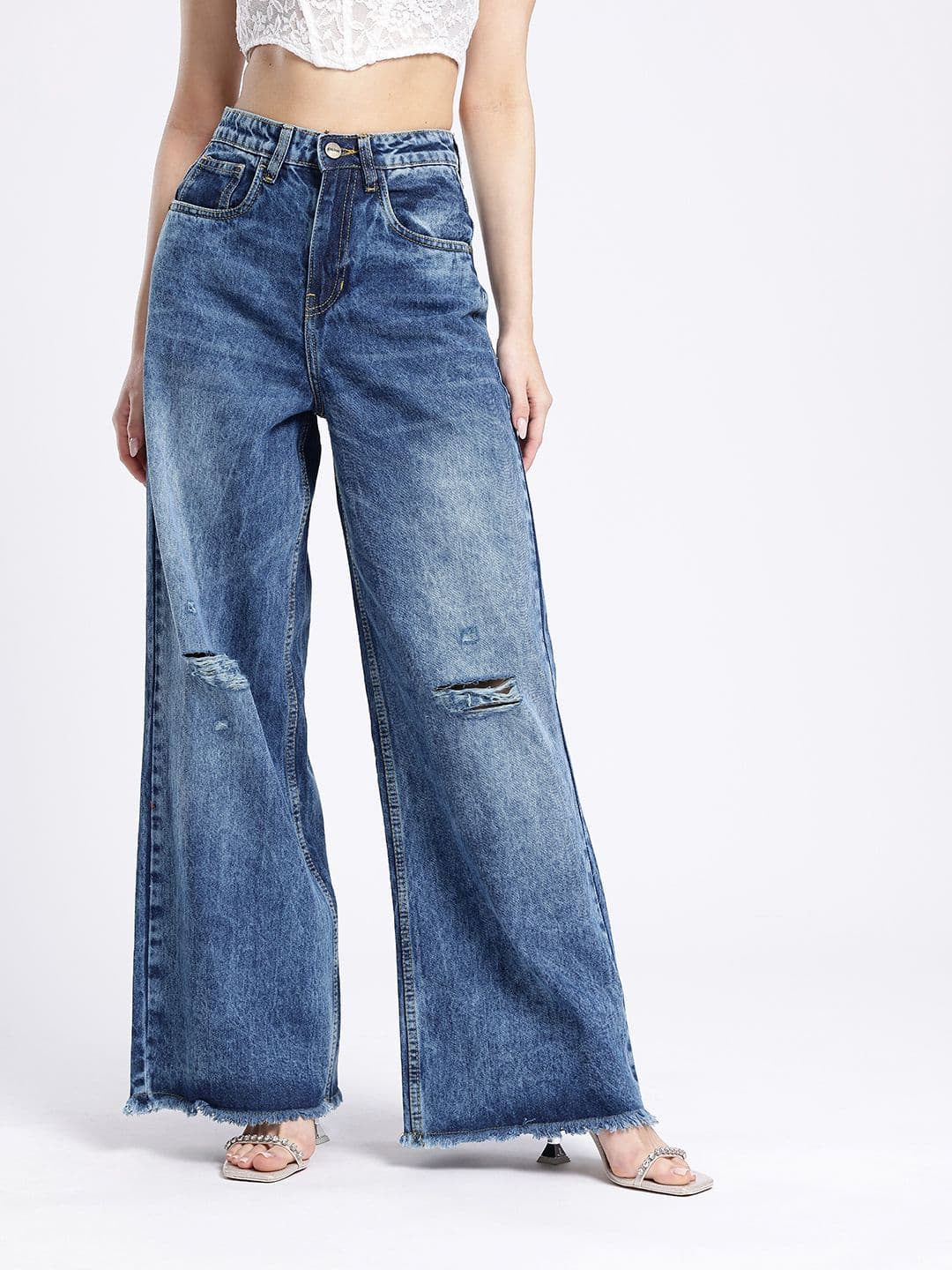 glitchez Women Relaxed Fit High-Rise Ripped Jeans thumbnail 7