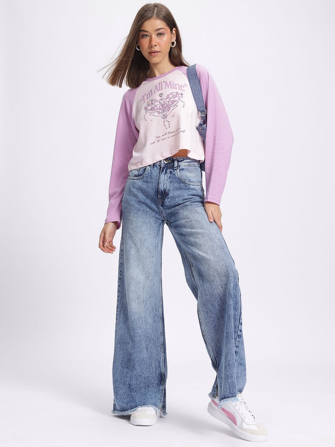 glitchez Women Heavy Fade Pure Cotton Wide Leg Jeans thumbnail 7