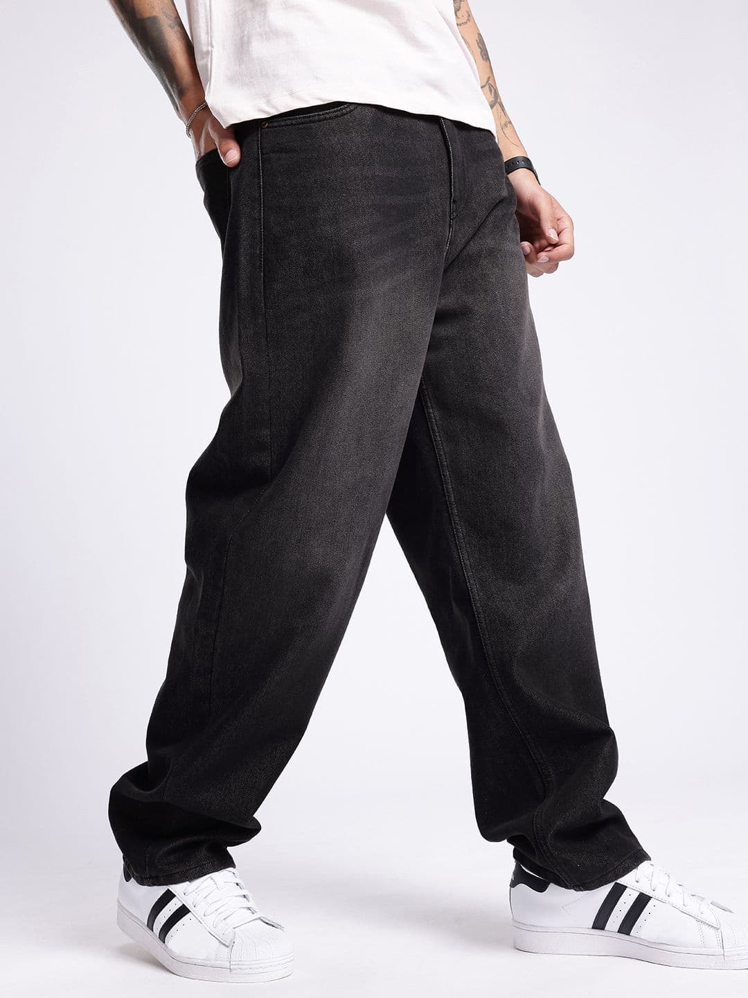glitchez Men Loose Fit Light Fade Jeans