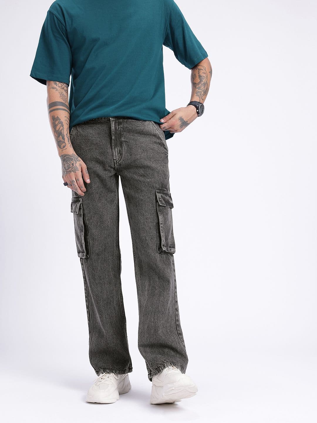 glitchez Men Cargo Light Fade Jeans thumbnail 6