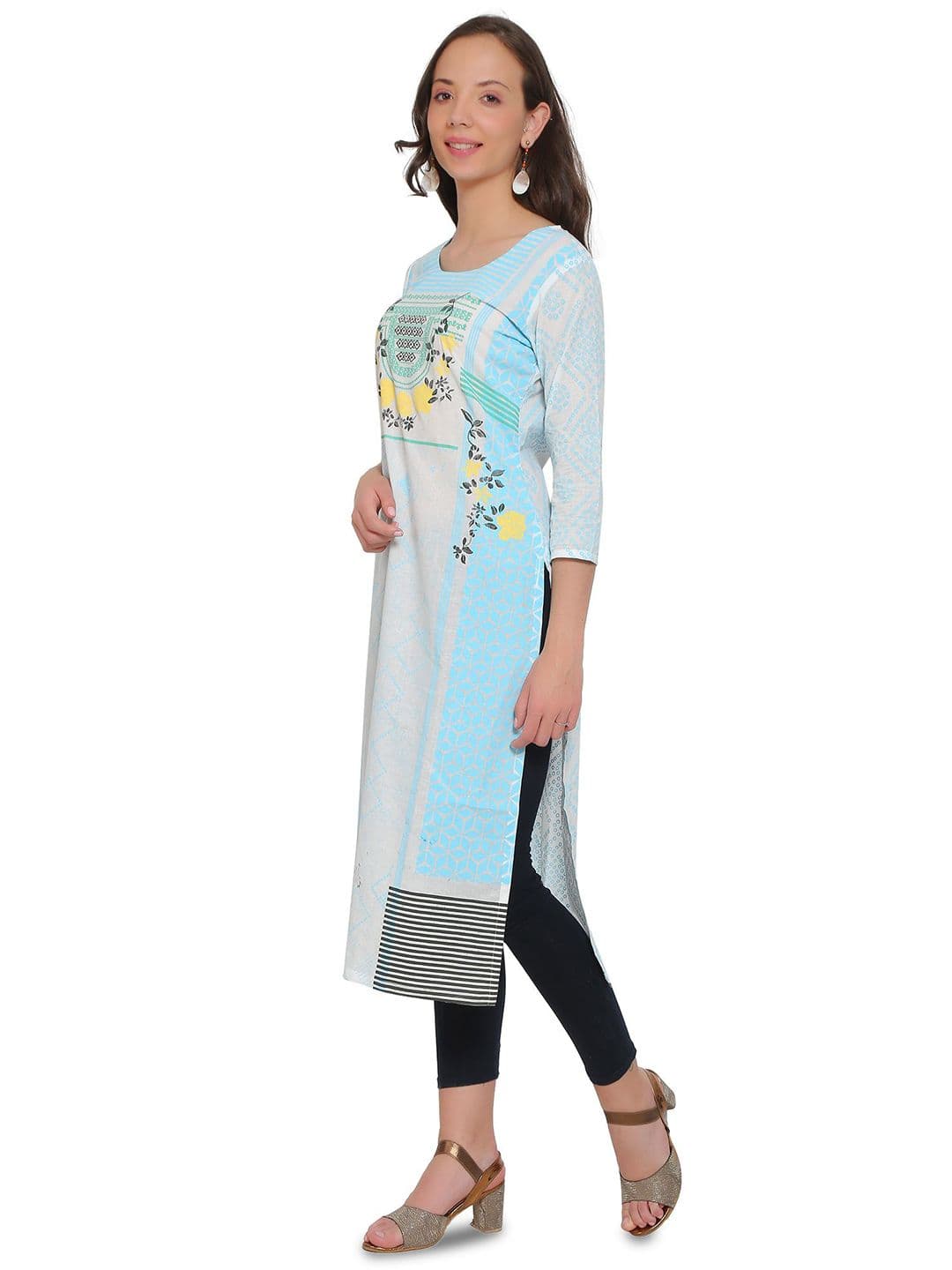 ZARISTAA Women Printed Pure Cotton Straight Kurta thumbnail 4