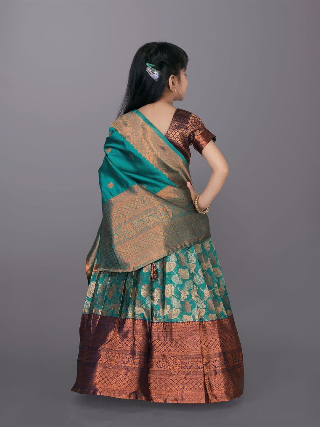 satyamfab Girls Floral Woven Design Ready to Wear Lehenga & Blouse With Dupatta thumbnail 5