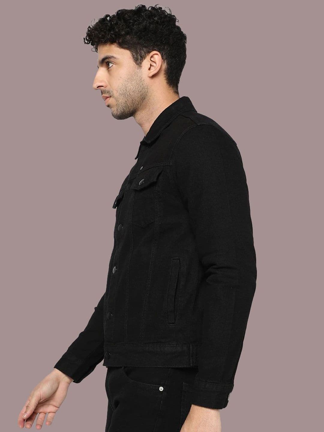 KLIZEN Men Graphic Printed Spread Collar Denim Jacket thumbnail 3
