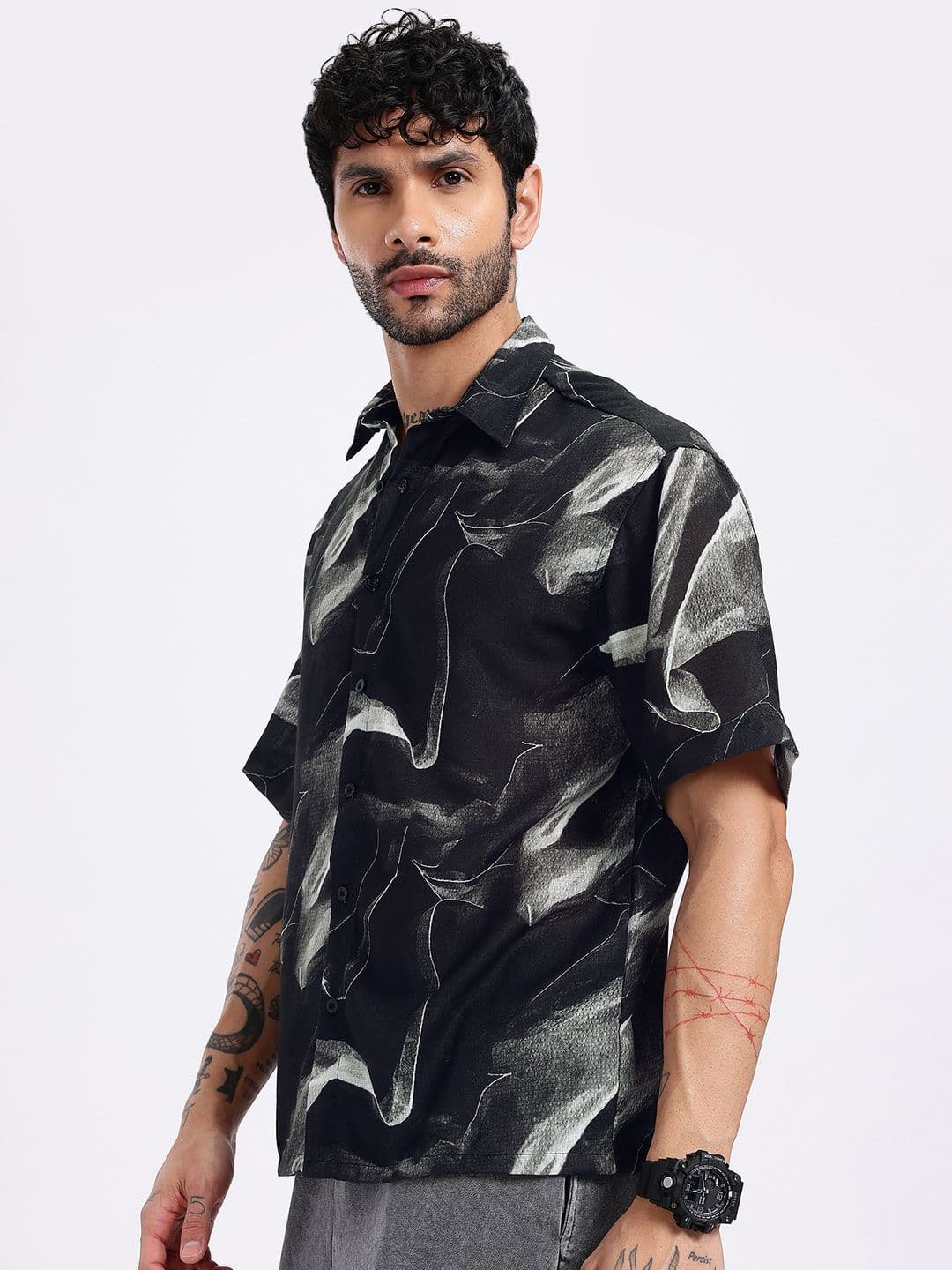 glitchez Abstract Printed Relaxed Fit Shirt thumbnail 5