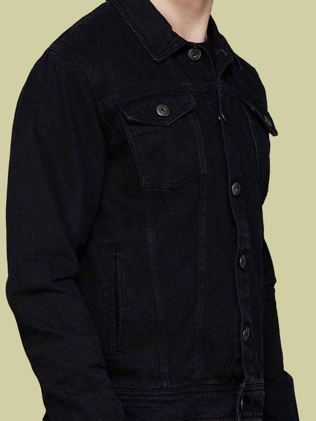 KLIZEN Men Graphic Printed Cotton Denim Jacket thumbnail 2