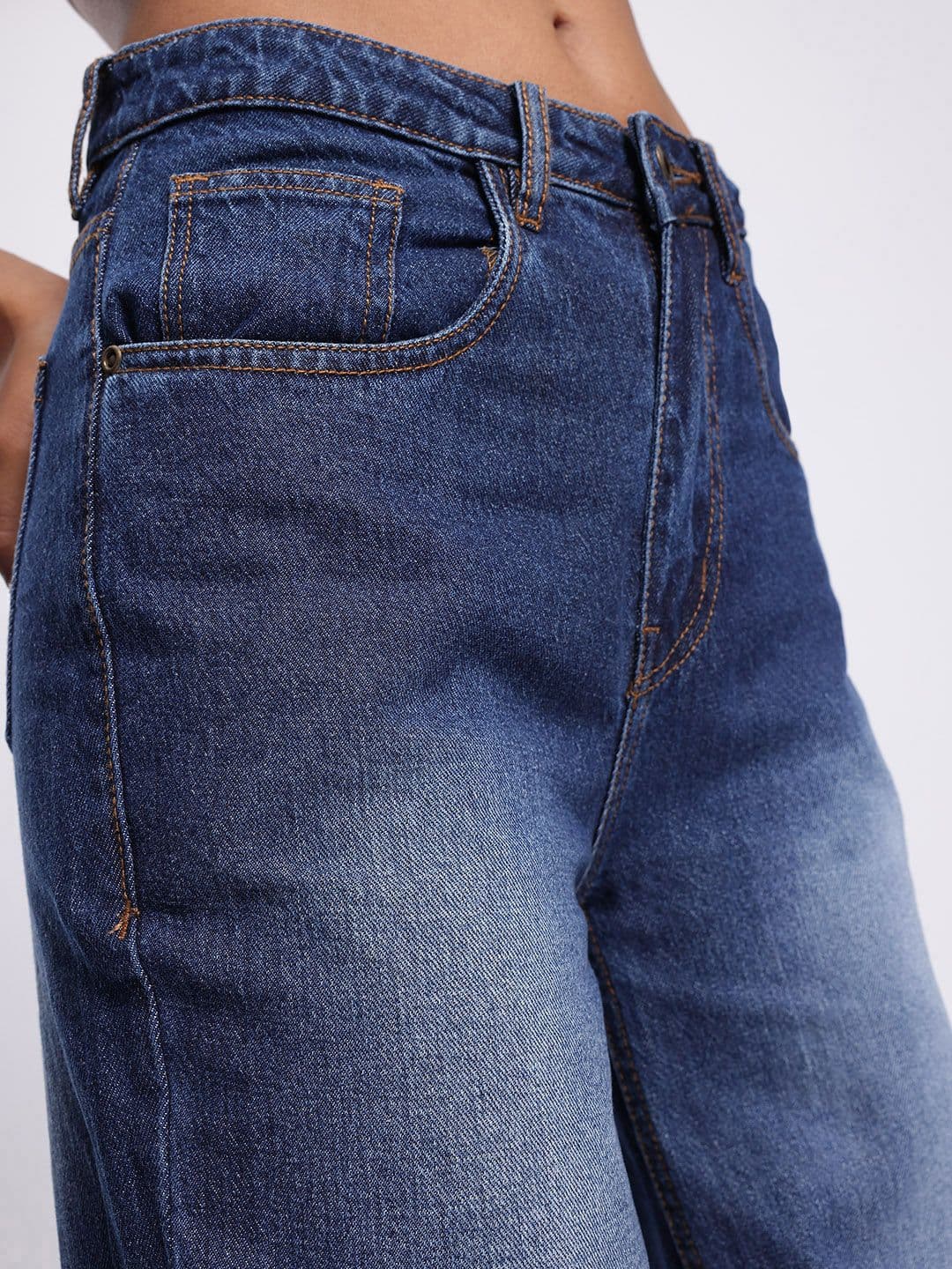 glitchez Women Light Fade Wide Leg Baggy Fit Jeans thumbnail 3