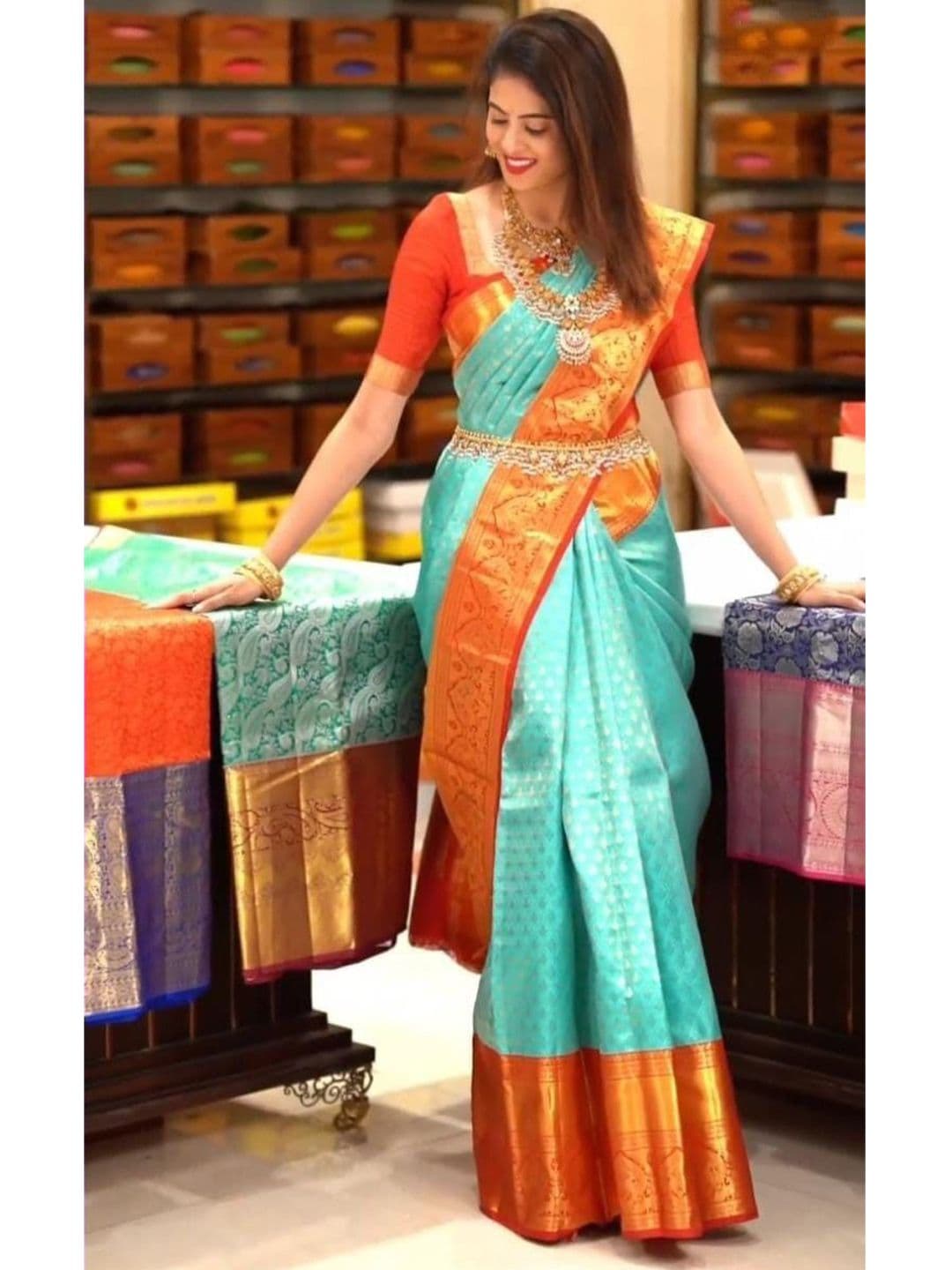 SHOP DROP Woven Design Zari Art Silk Banarasi Saree thumbnail 4