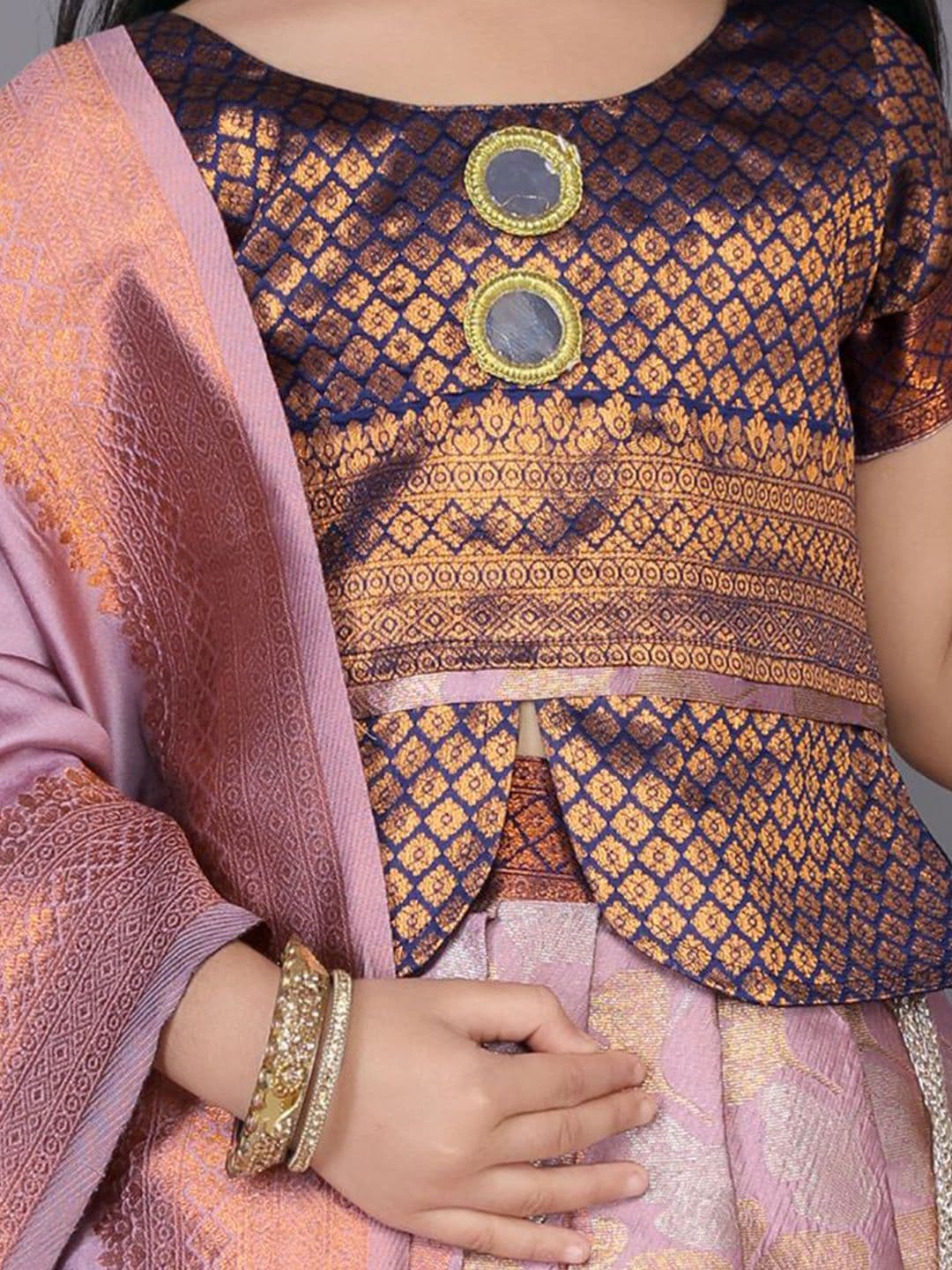 satyamfab Girls Floral Woven Design Ready to Wear Lehenga & Blouse With Dupatta thumbnail 3