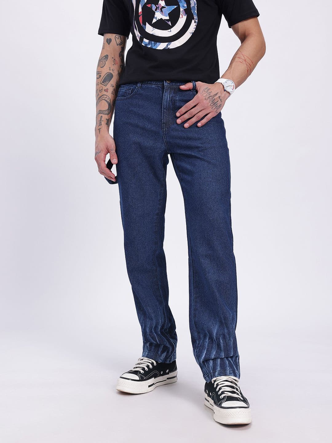 glitchez Men Crinkle Regular Fit Jeans thumbnail 5