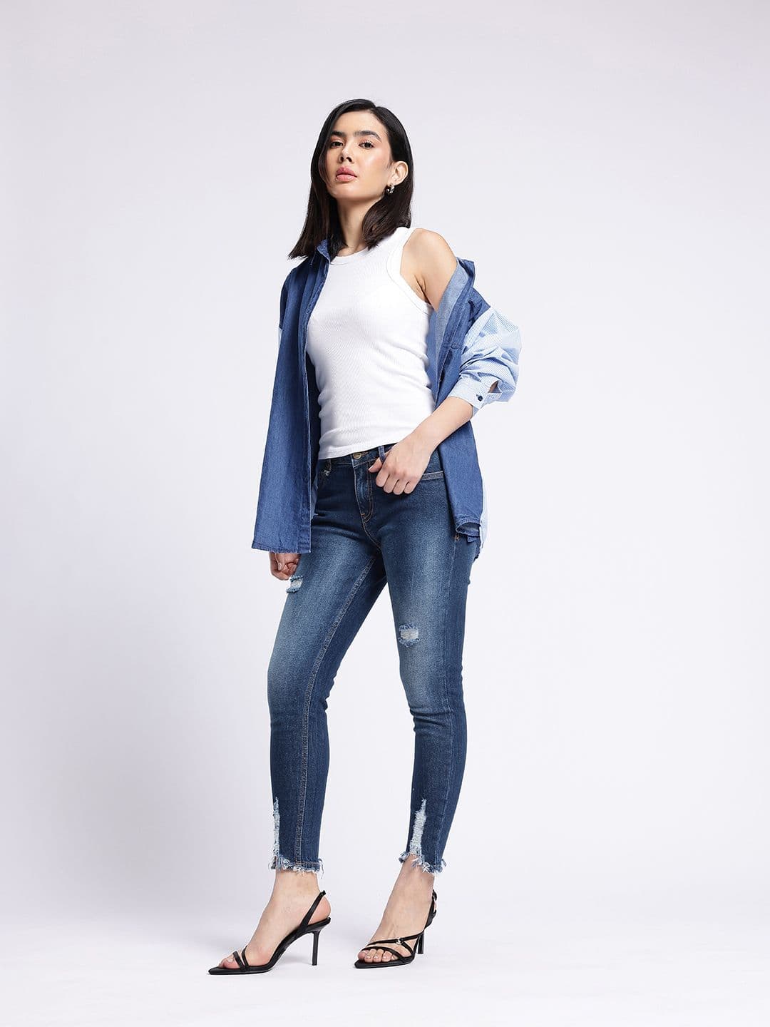 glitchez Women Skinny Fit Cropped Ripped Jeans thumbnail 5