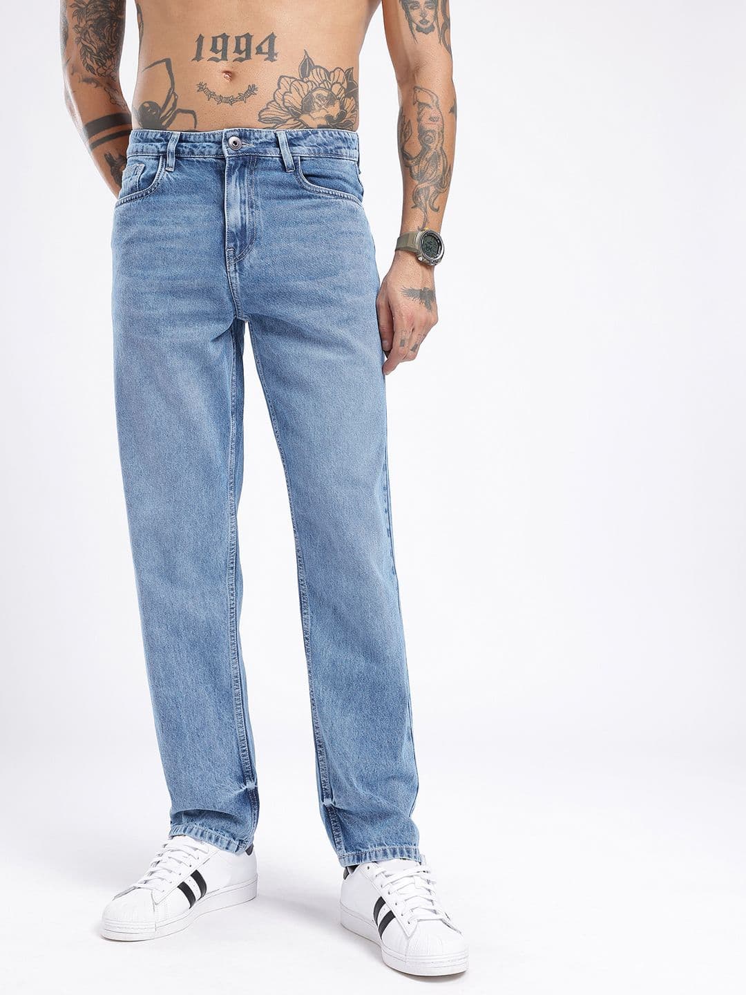 glitchez Men Straight Fit Light Fade Jeans thumbnail 2