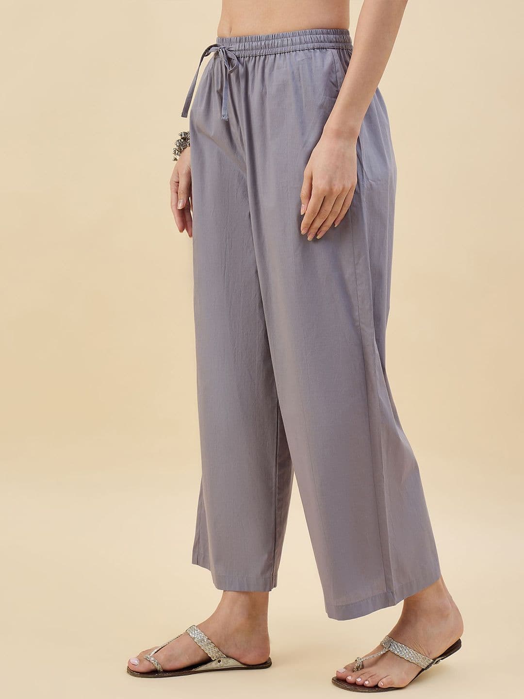 KLOSIA Women Straight Cotton Palazzos thumbnail 2