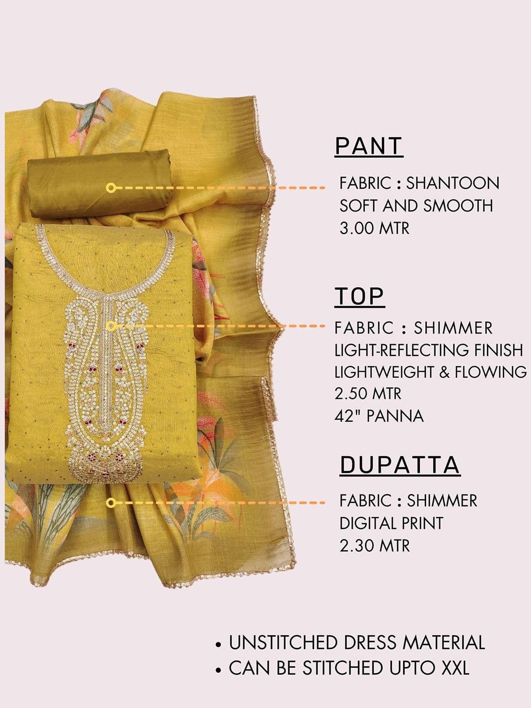 TAVAS Embroidered Sequinned Unstitched Dress Material thumbnail 3