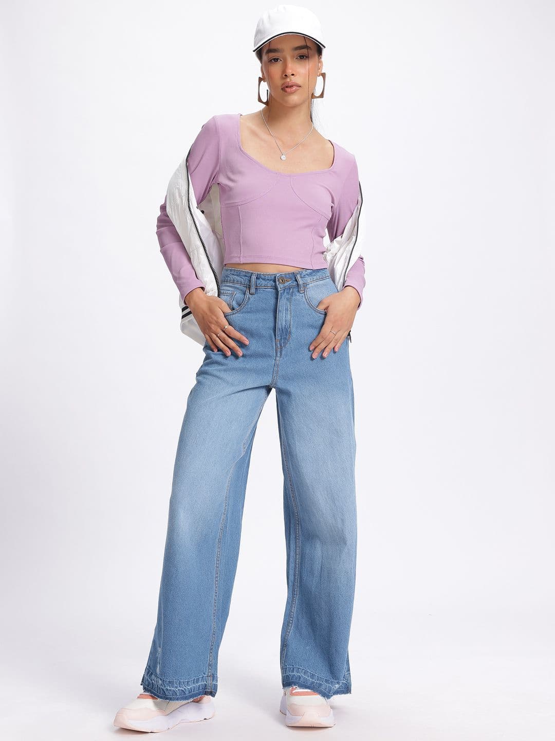 glitchez Women Wide Leg Light Fade Jeans thumbnail 5