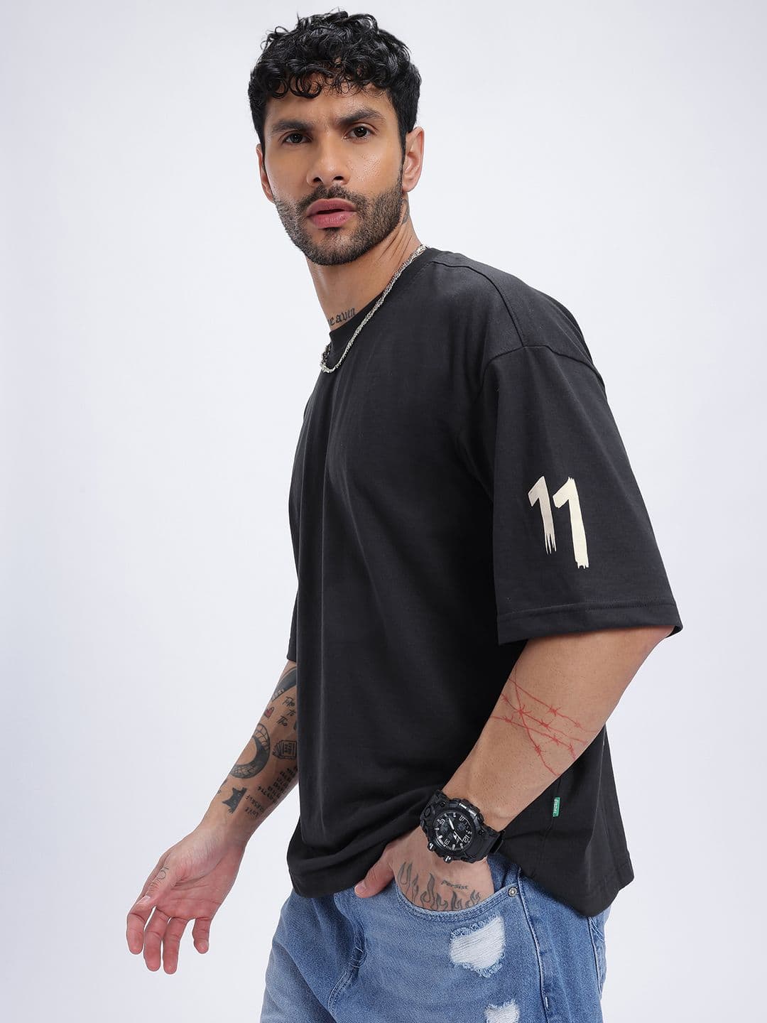 glitchez Typography Oversize Drop-Shoulder T-shirt thumbnail 3