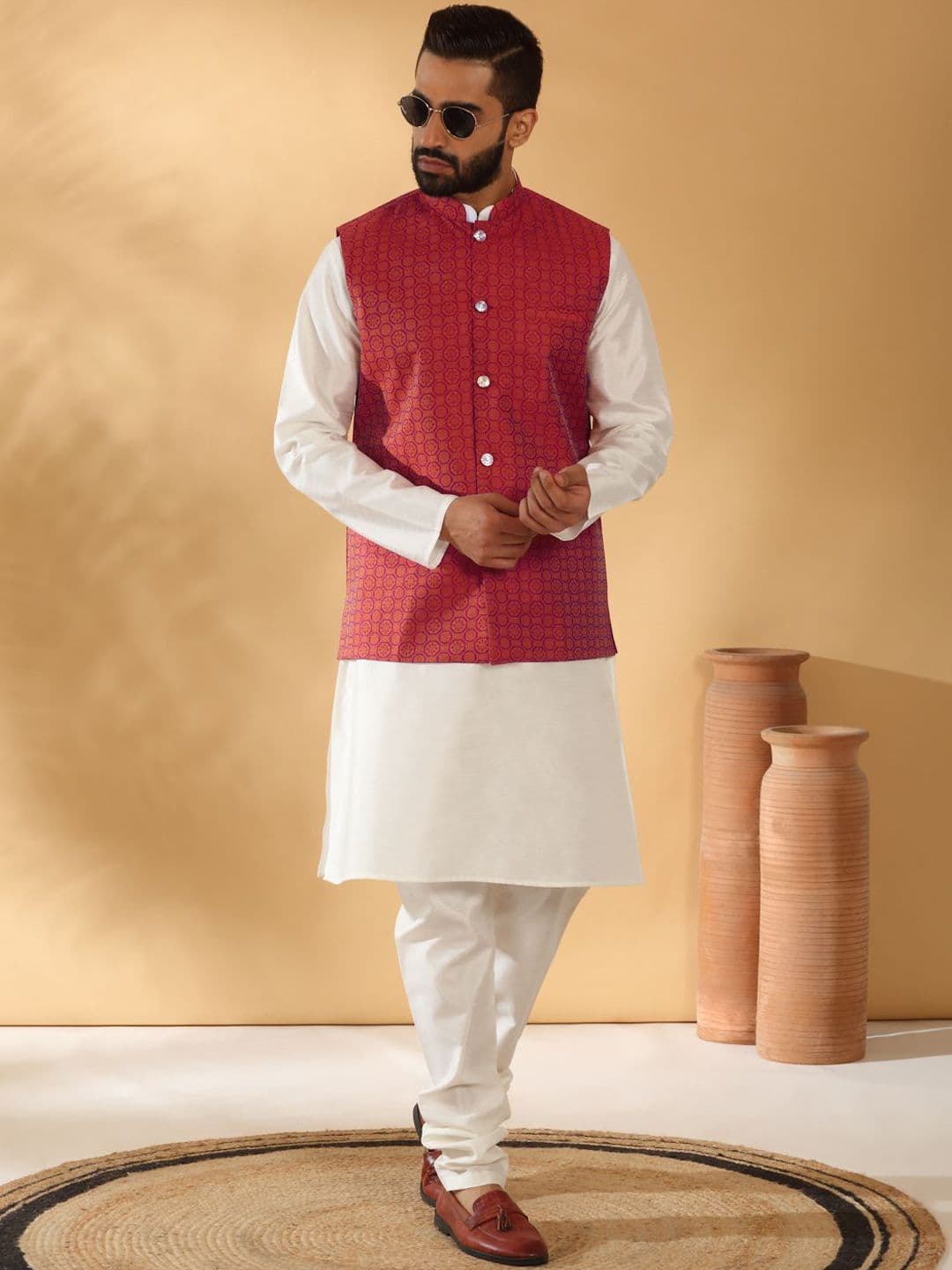 KRAFT INDIA Geometric Printed Woven Nehru Jacket thumbnail 4