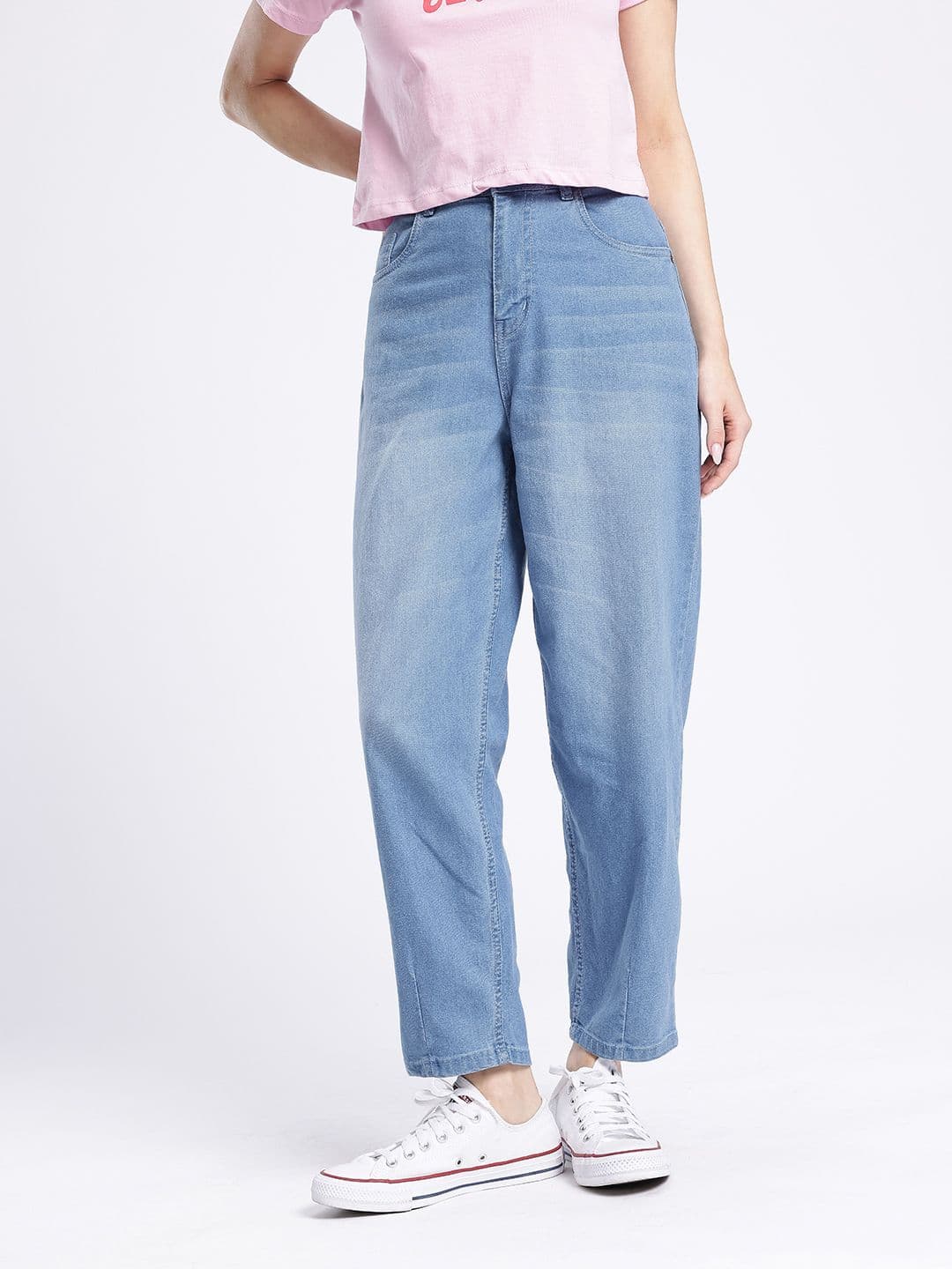 glitchez Women Balloon Fit Faded Jeans thumbnail 7