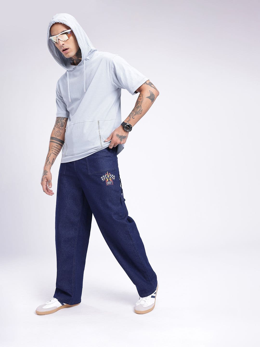 glitchez Men Loose Cropped Printed Jeans thumbnail 8