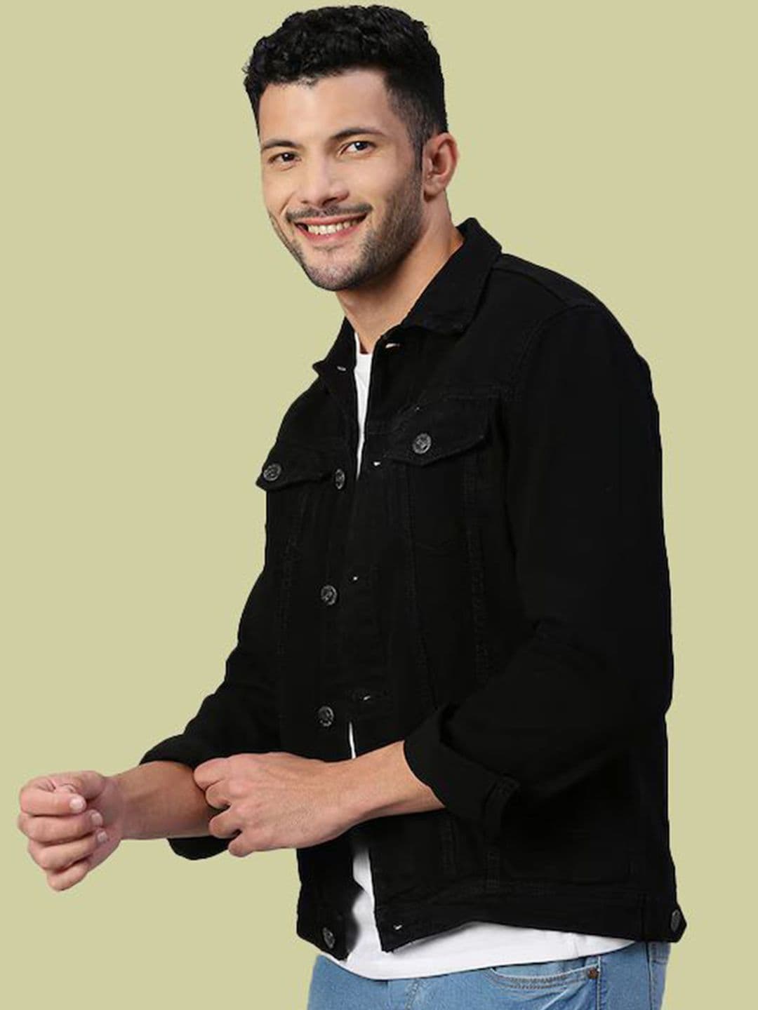 KLIZEN Men Graphic Printed Cotton Denim Jacket thumbnail 4