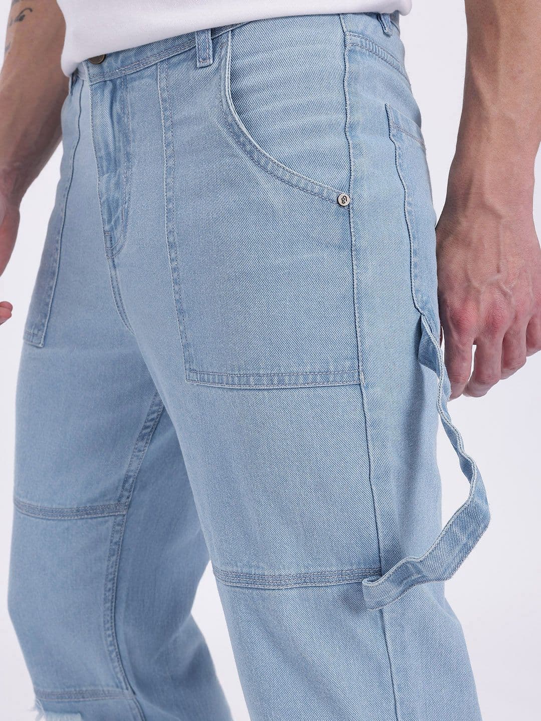 glitchez Men Raw Edge Ripped  Regular Fit Jeans thumbnail 6