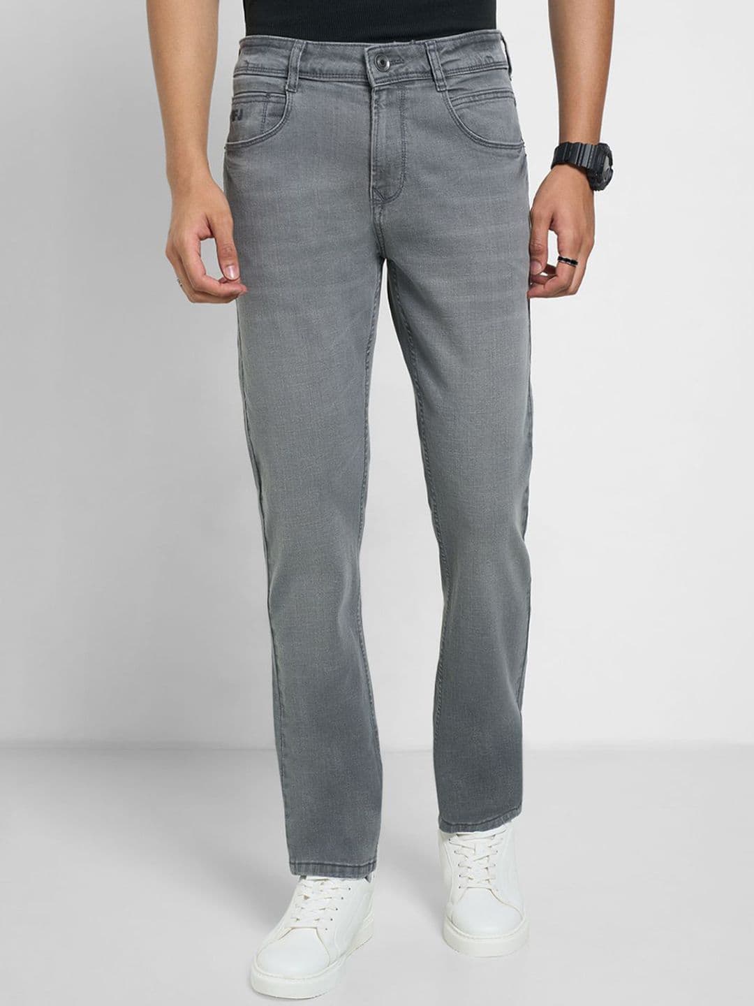 SF JEANS by Pantaloons Men Slim Fit Mid-Rise Low Distress Heavy Fade Jeans - view 1