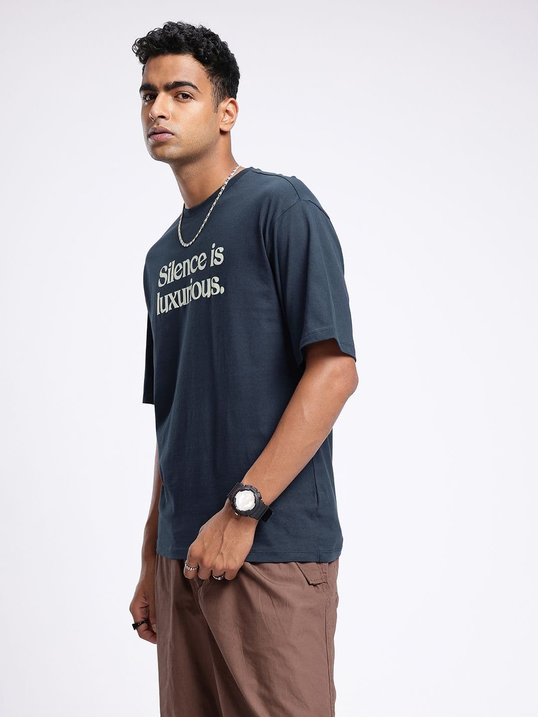 glitchez Typography Printed Relaxed Fit T-shirt thumbnail 6