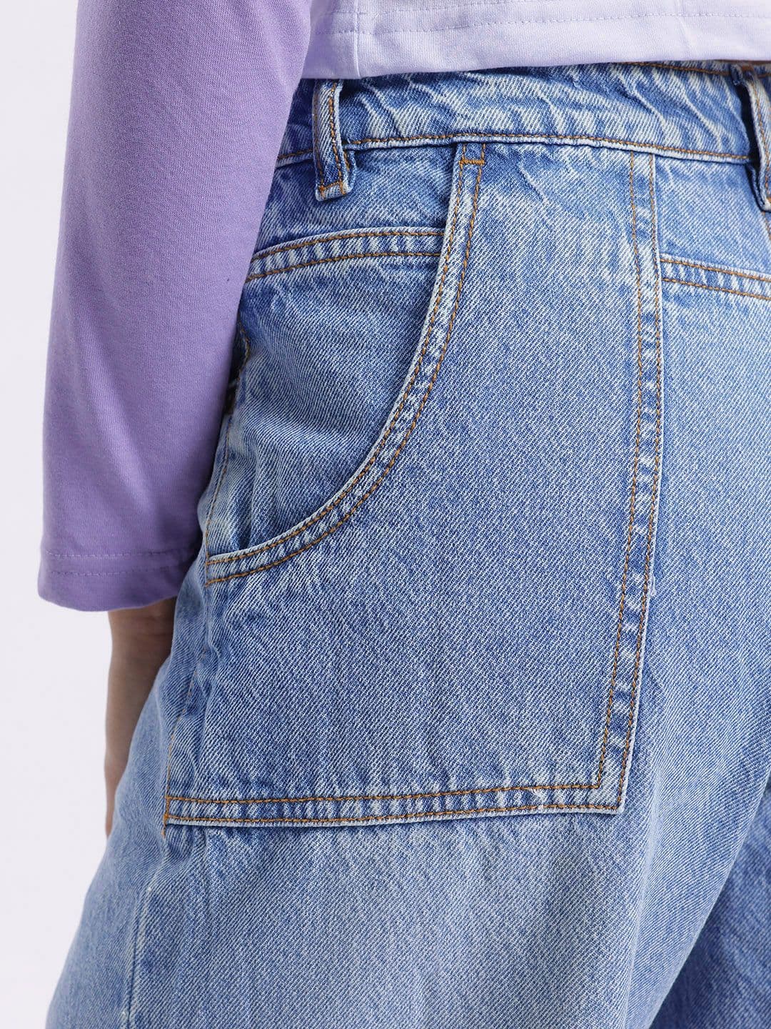 glitchez Women Light Fade Pure Cotton Baggy Wide Leg Fit Jeans thumbnail 6