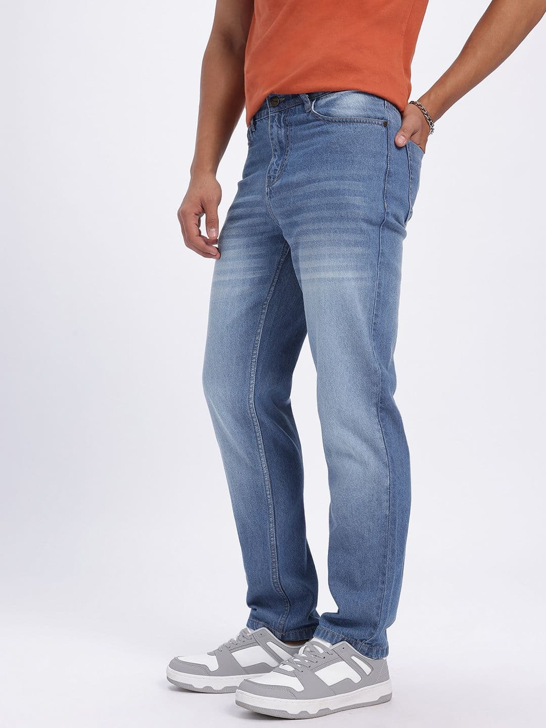 glitchez Men Mid-Rise Pure Cotton Light Fade Jeans thumbnail 6
